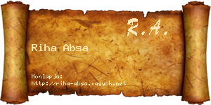 Riha Absa névjegykártya